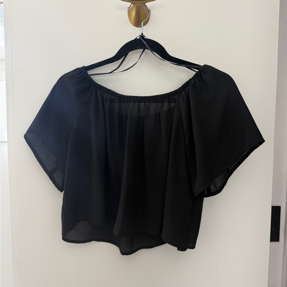 Cropped Black Off-Shoulder Women's Top